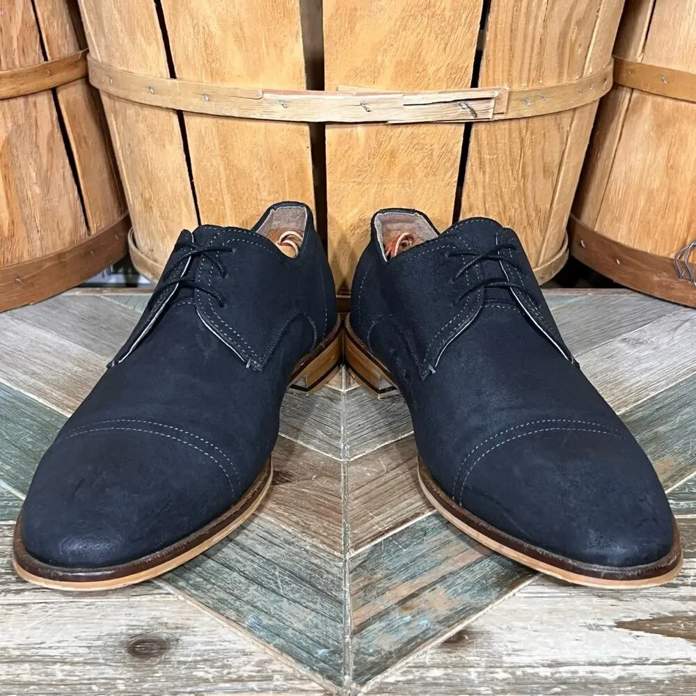Banana Republic Black Suede Casual Cap Toe Derby Oxfords Shoes Mens Size 12